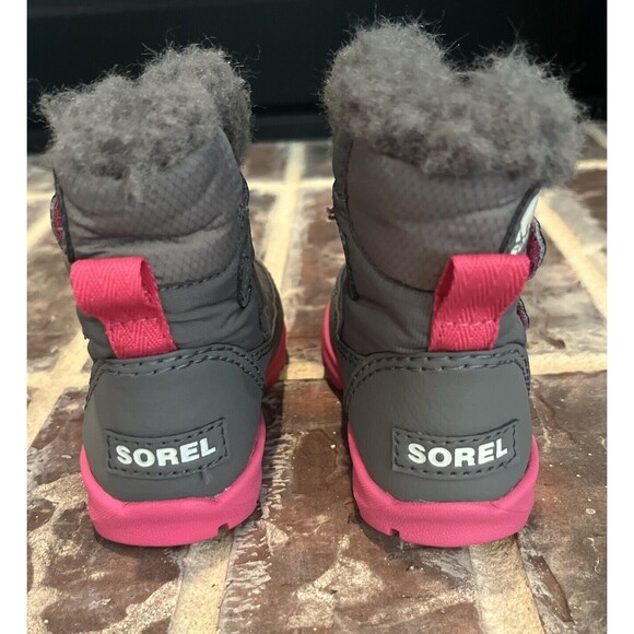 Sorel Toddler Whitney II Strap Snow Boot, Gray And Pink Toddler Size 4 - Picture 3 of 6